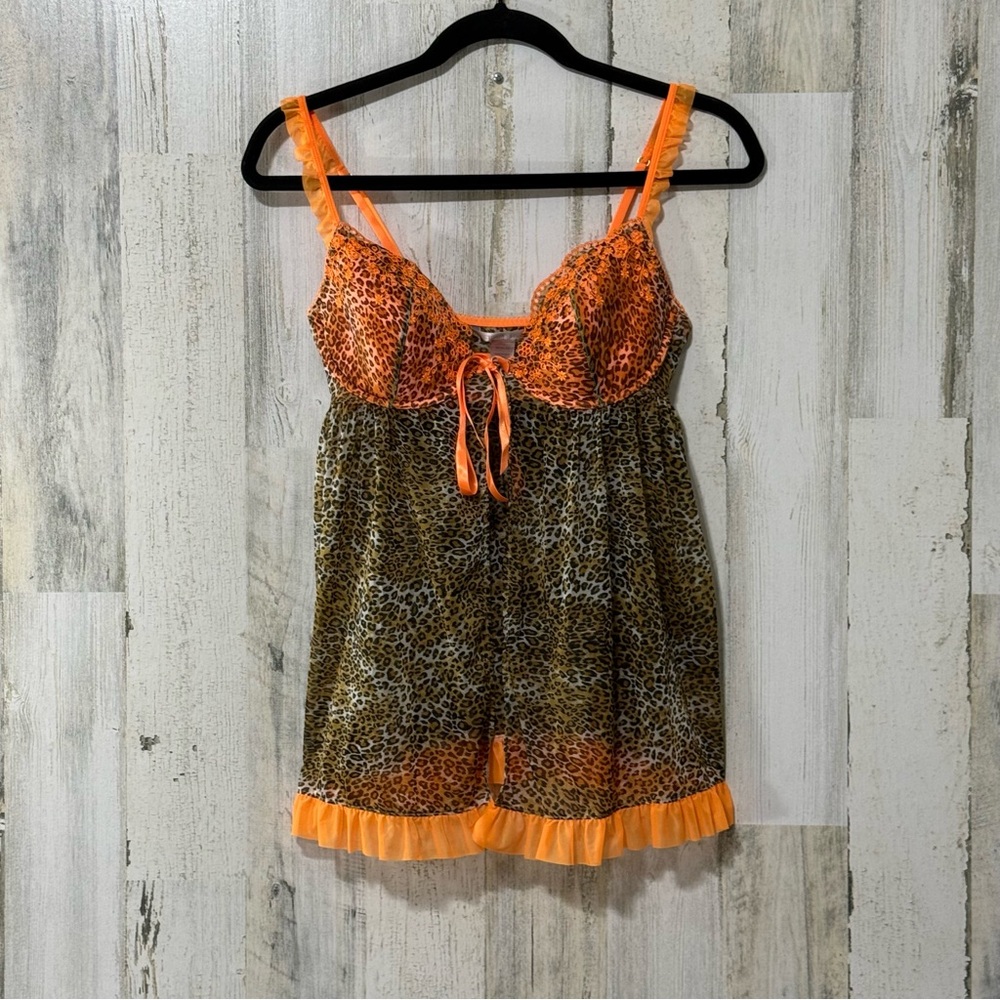 Victoria's Secret Orange and Brown Leopard Chemise